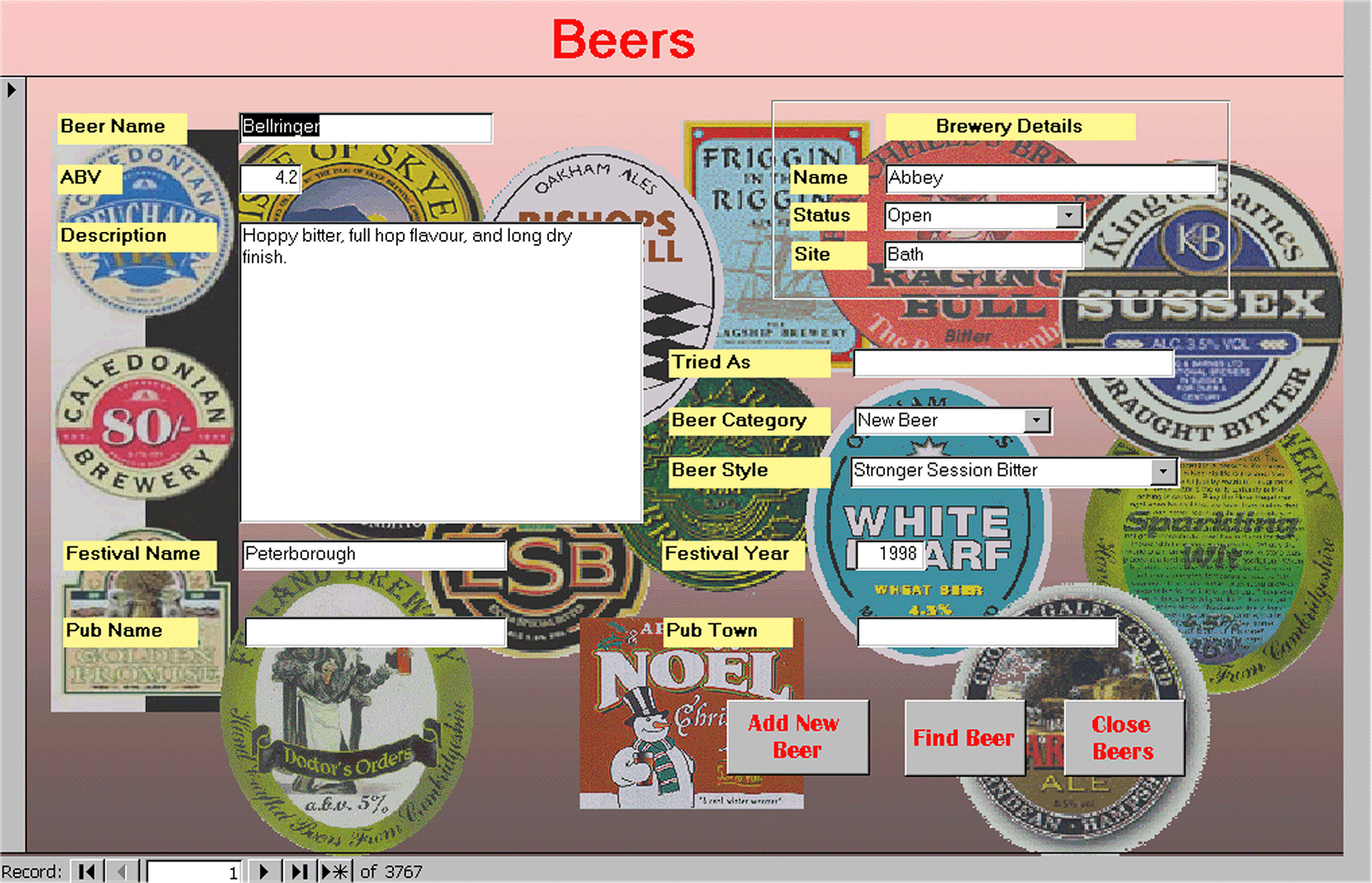 Record details of each beer tried on this form